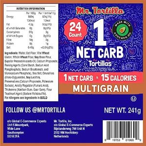 Mr. Tortilla 1 Net Carb Tortilla Wraps (24 Tortillas) Nutritional info