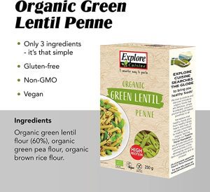 Explore Cuisine - Keto Green Lentil Penne (6 x 250g) UK