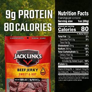 Jack Links Sweet N Hot Beef Jerky 50g x 10 (500g) - Nutrition