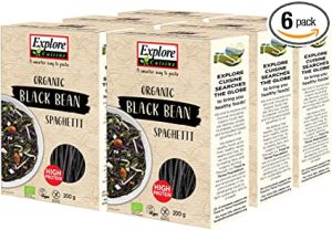 Explore Cuisine Organic Black Bean Spaghetti Pasta, Delicious Low Carb, Plant-based Vegan Pasta, High in Protein, High in Fibre, Gluten Free, Easy to Cook 6 Pack - 6 x 200g