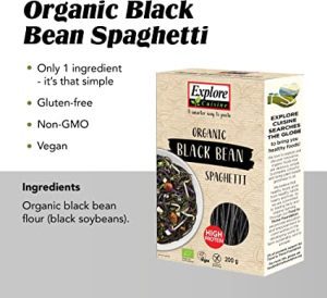 Explore Cuisine Organic Black Bean Spaghetti Pasta, Delicious Low Carb, Plant-based Vegan Pasta, High in Protein, High in Fibre, Gluten Free, Easy to Cook 6 Pack - 6 x 200g UK