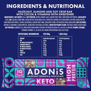 Adonis Hazelnut Crunch & Chocolate keto snack bars - ingredients
