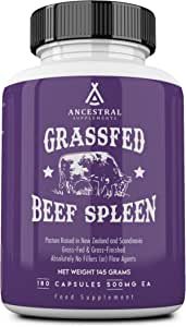 Ancestral Supplements Grass Fed Beef Spleen Supplement, 3000mg Spleen Support Formula Promotes Immune, Iron, and Allergy Health, Non-GMO, 180 Capsules