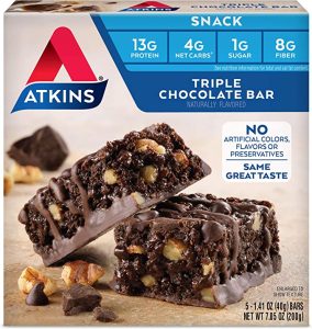 Atkins Snack Bar, Triple Chocolate, Keto Friendly, 7.05 Ounce (5 Bars)