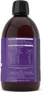 Ketosource® Pure MCT Oil 500ml - Back of bottle