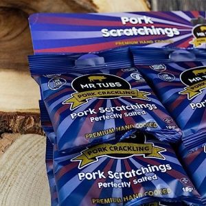 Mr Tubs Premium Pork Scratchings - Gluten Free - Perfectly Salted, 20 x 18g Bags Review - Packs