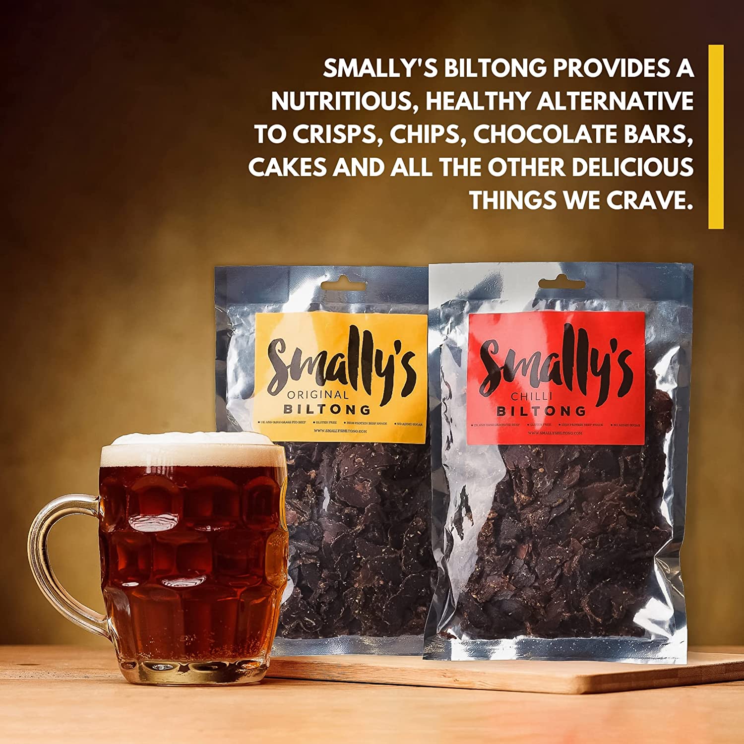 Smally's Biltong Original - High Protein Beef Snack, Ready to Eat, Gluten Free, Low Fat, No Added Sugar, No Artificial Colours or Flavours - 250g Pack - Deals