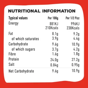 SRSLY Low Carb Spicy Chicken Pizza - Nutritional Information