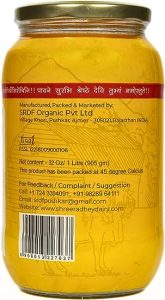 SHREE RADHEY A2 Bilona Gir Cow Ghee 1 Litre Traditional Bilona Method Cultured Premium Immunity Booster Pure Natural Healthy Lactose and gluten free Keto Friendly Glass Bottle - Butryic Acid