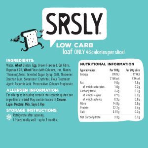 SRSLY Low Carb Keto Bread 4 x Sliced Loaves - Review - Nutritional Information